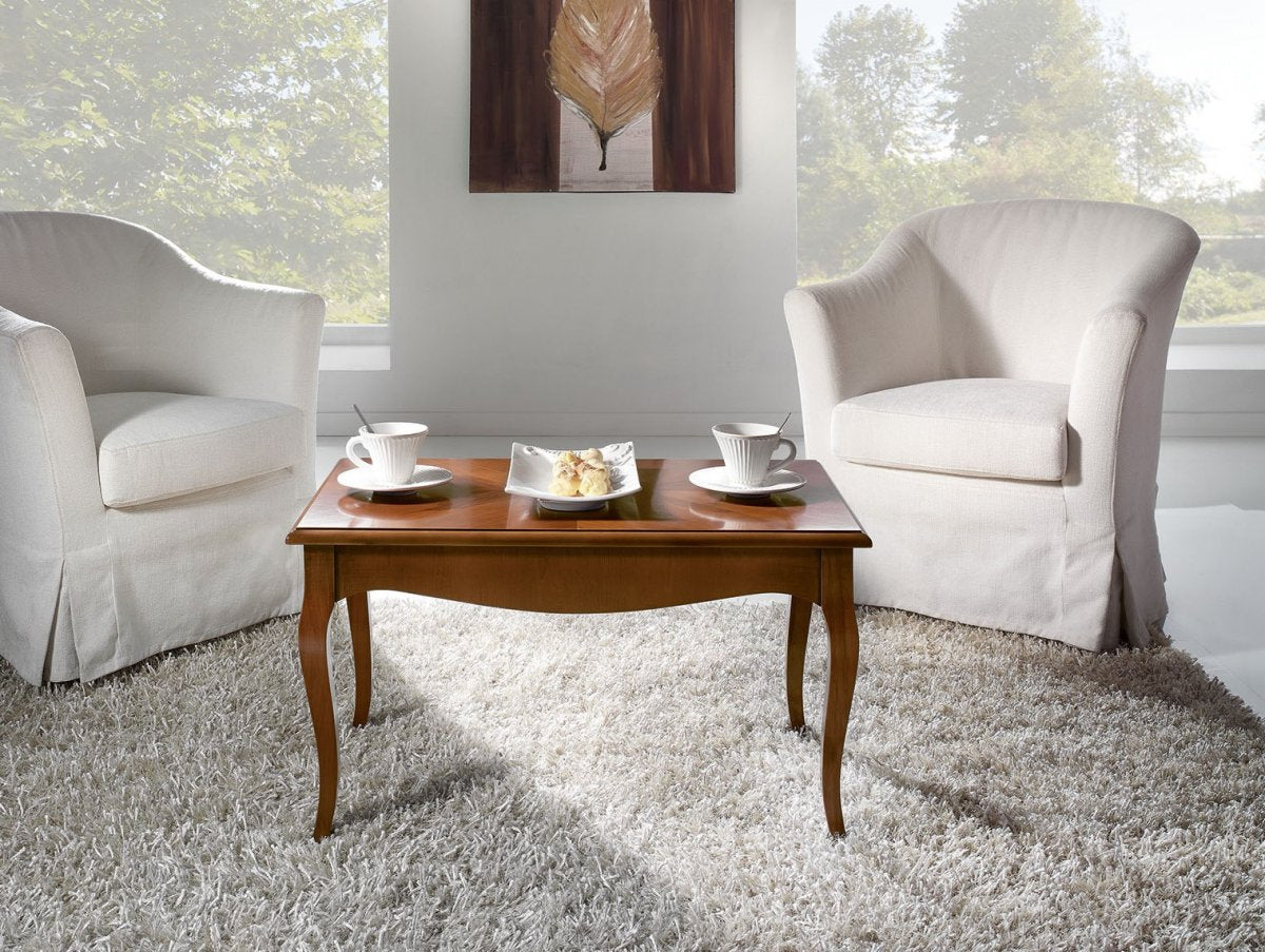 Tavolino noce intarsiato Rettangolare