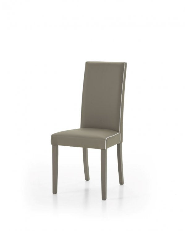 Sedia ecopelle imbottita tortora filo bianco