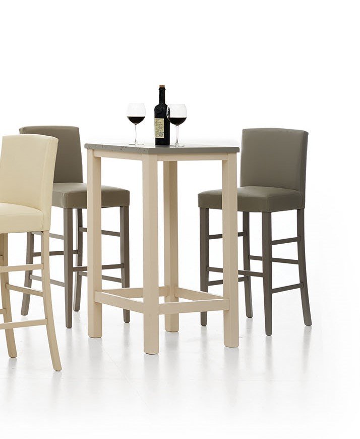 Tavolino Bar laccato avorio piano grigio