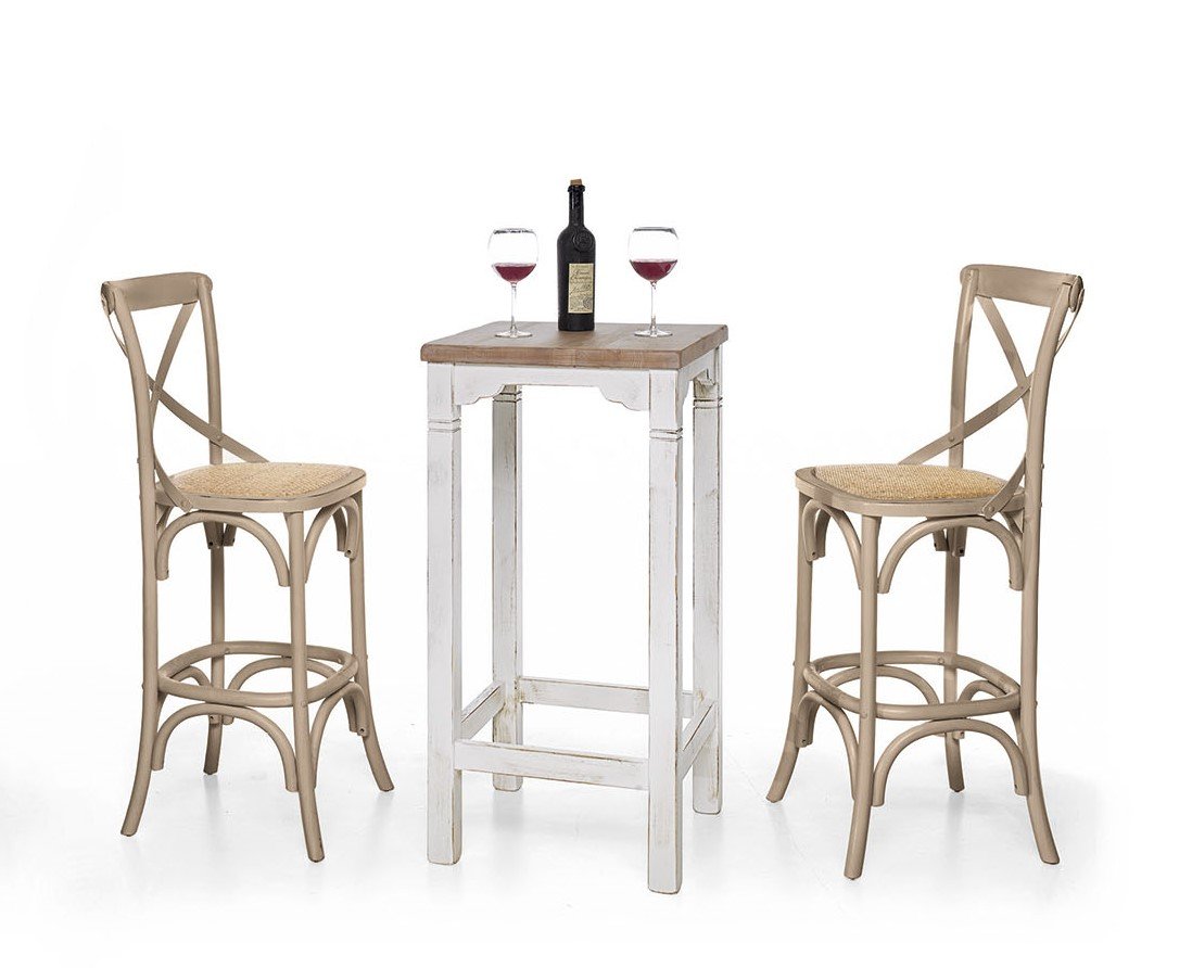 Tavolino Bar laccato bianco piano naturale