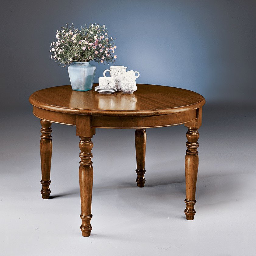 Tavolo rotondo allungabile con 4 gambe tornite