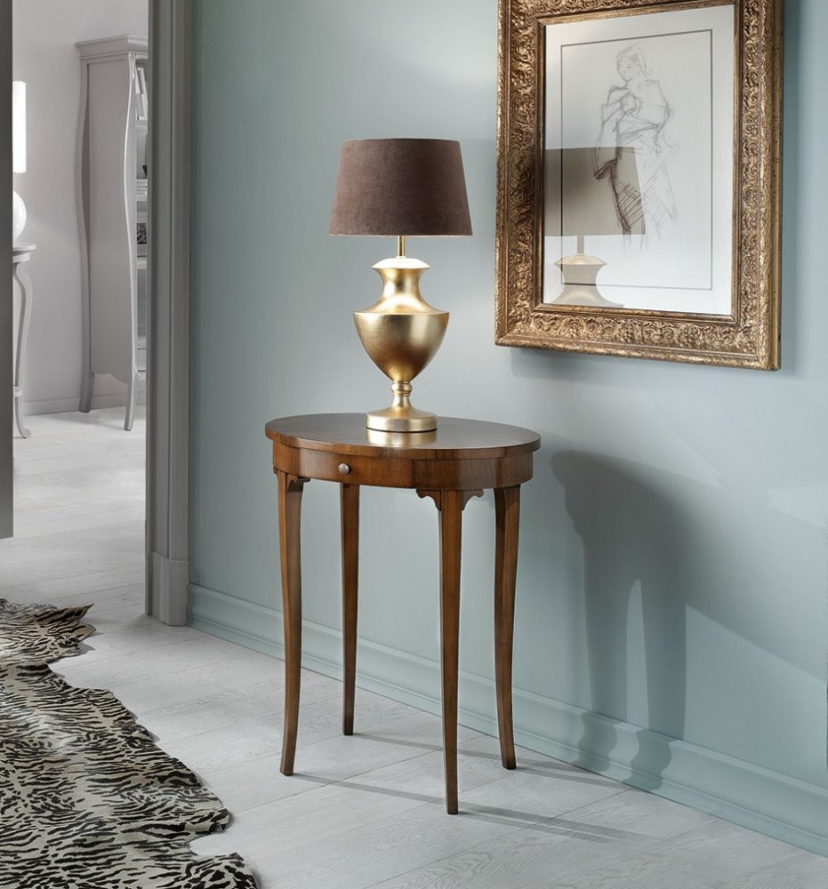 Tavolino ovale noce intarsiato