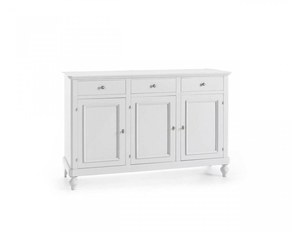 Credenza 3 ante 3 cassetti laccata bianca