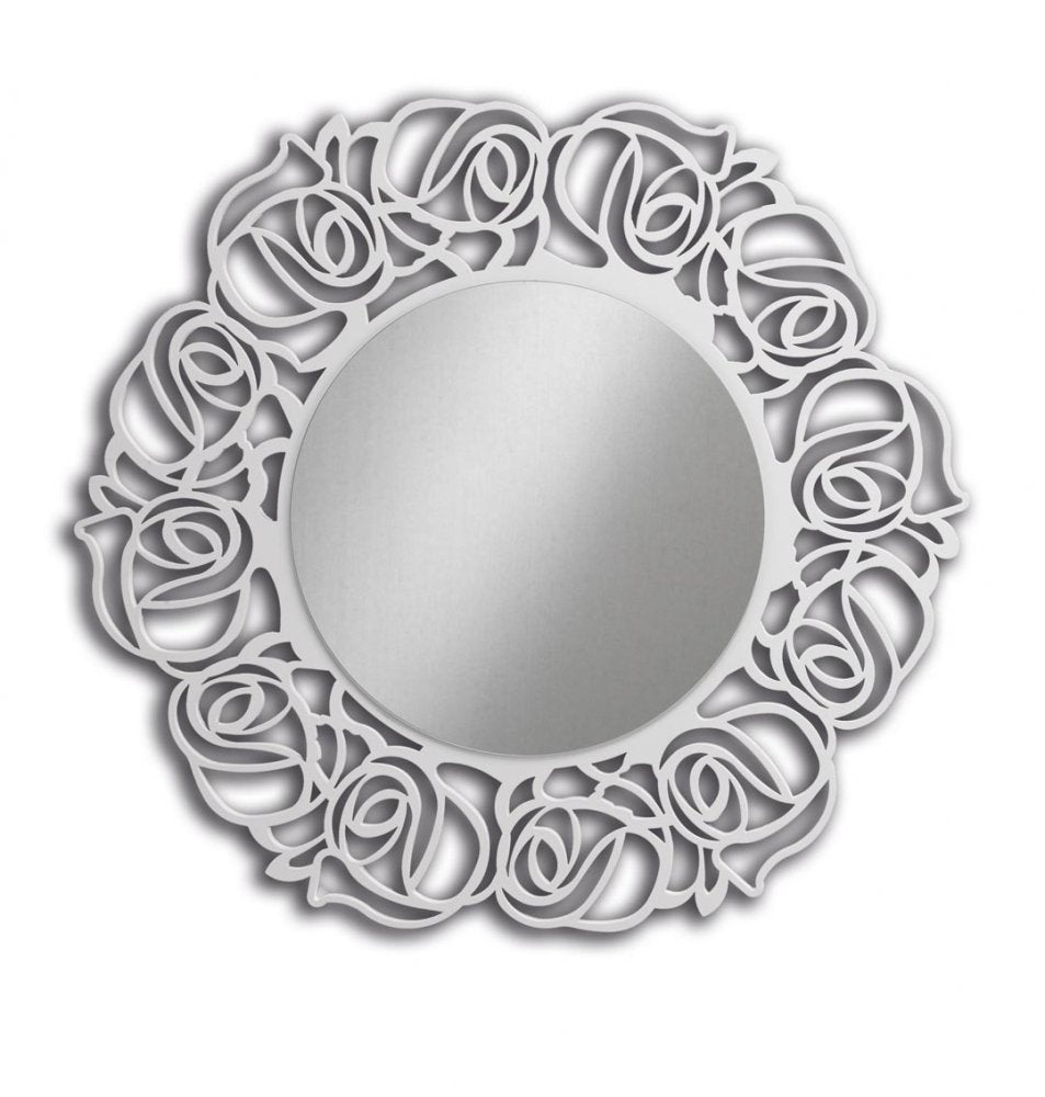 Specchiera rotonda bianca madreperla