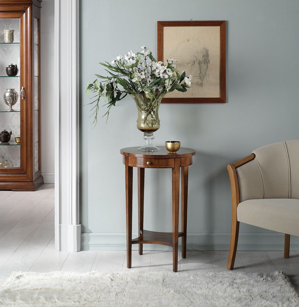 Tavolino rotondo intarsiato