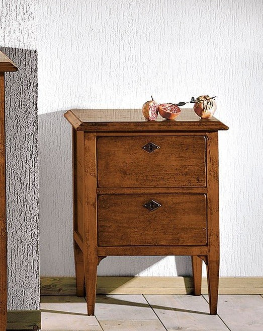 Comodino massello 2 cassetti con chiave