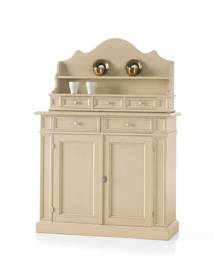 Credenza 2 porte 2 cassetti con piattaia avorio