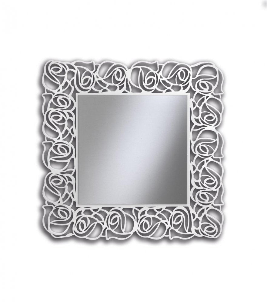 Specchiera quadrata Laccata bianca Madreperla