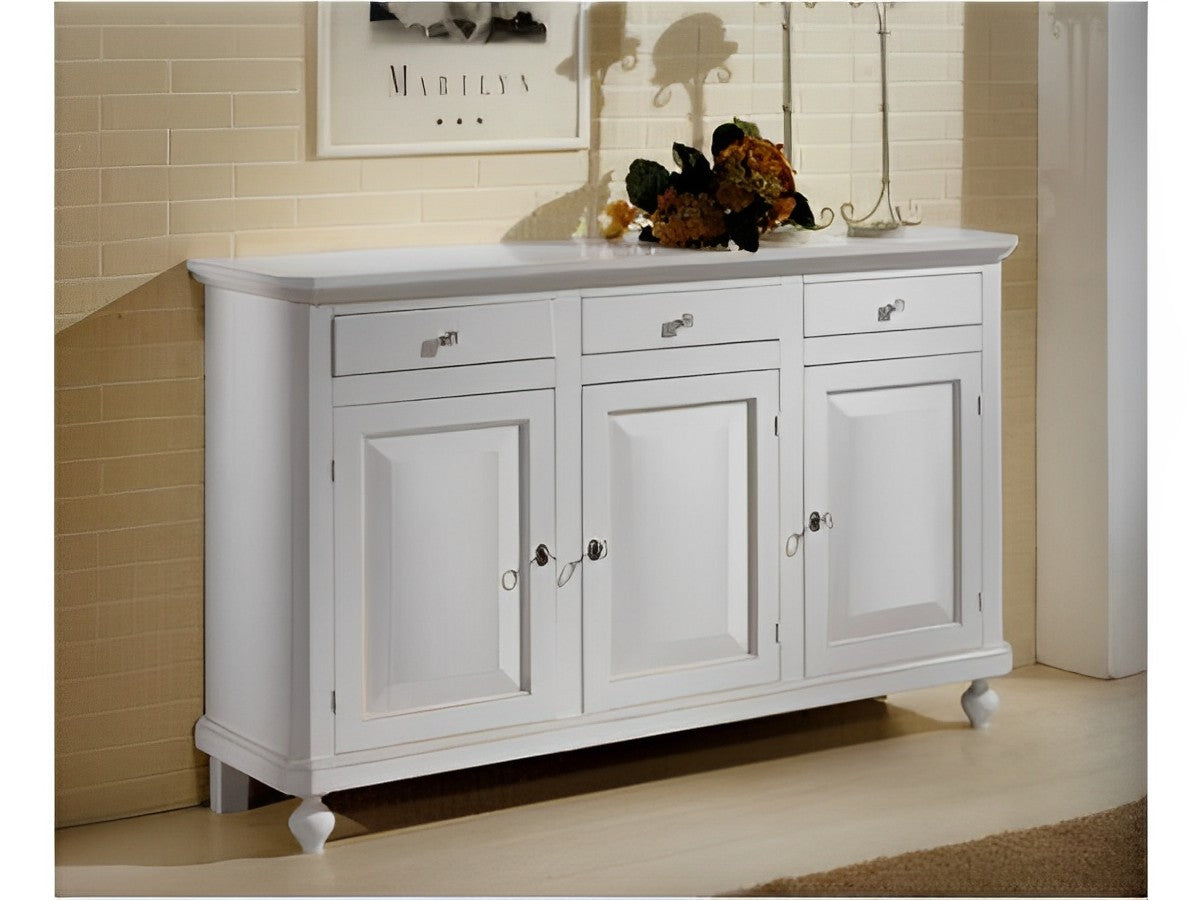 Credenza 3 ante 3 cassetti laccata bianca