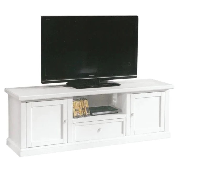 Porta tv 2 porte 1 cassetto laccato bianco