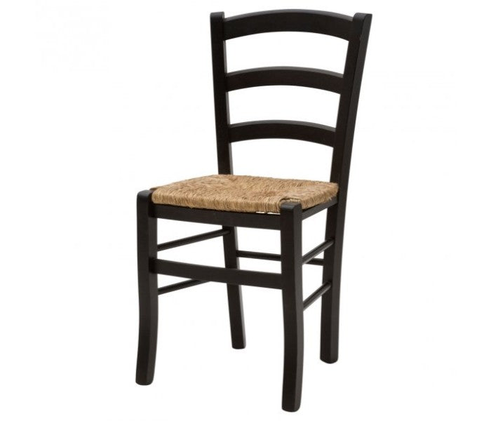 Set di 2 Sedie fondo paglia laccata nera