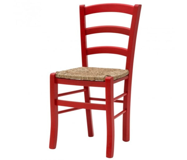 Set di 2 Sedie fondo paglia laccata Rossa