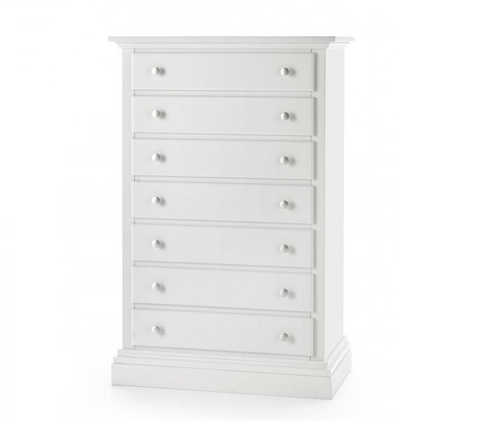 Cassettiera 7 cassetti laccata bianca