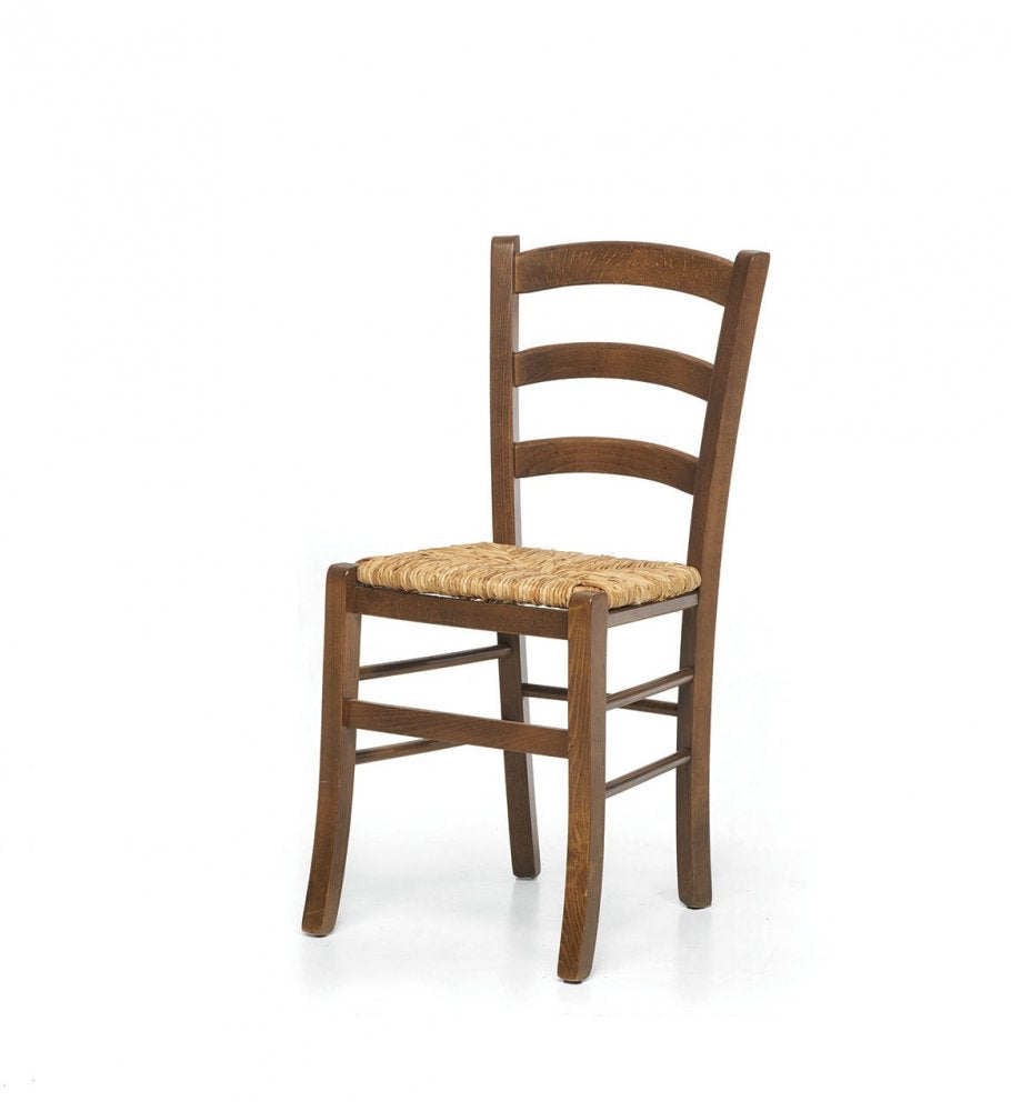 Set di 2 Sedie tinta noce fondo paglia