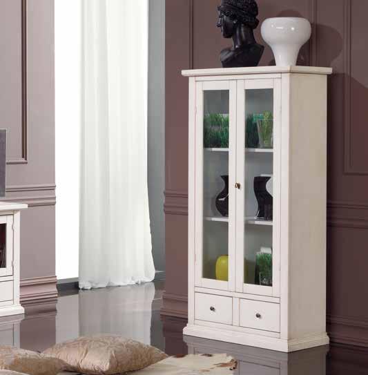 Vetrina 2 ante 2 cassetti laccata bianca