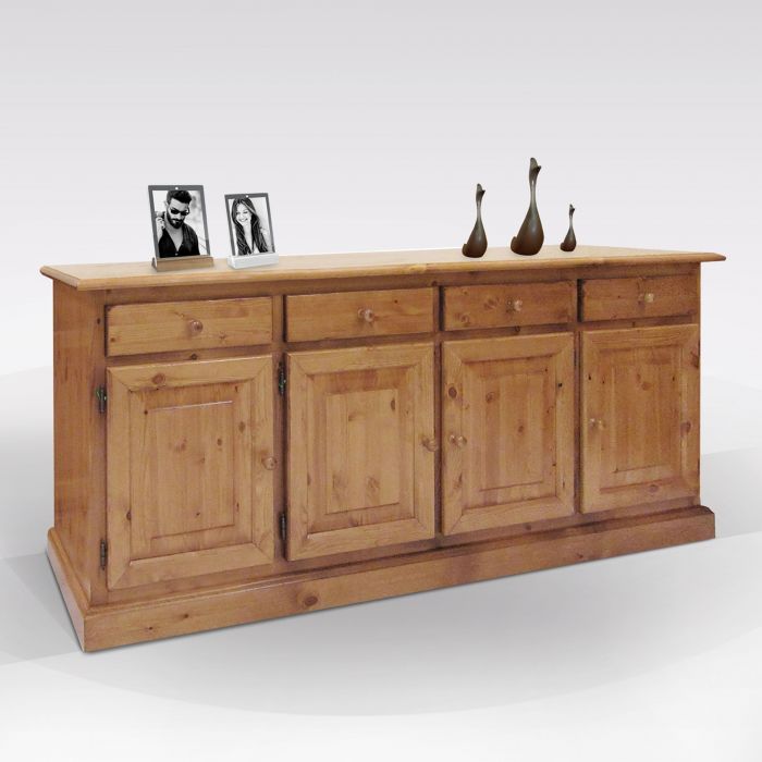 Credenza 4 ante 4 cassetti pino massiccio