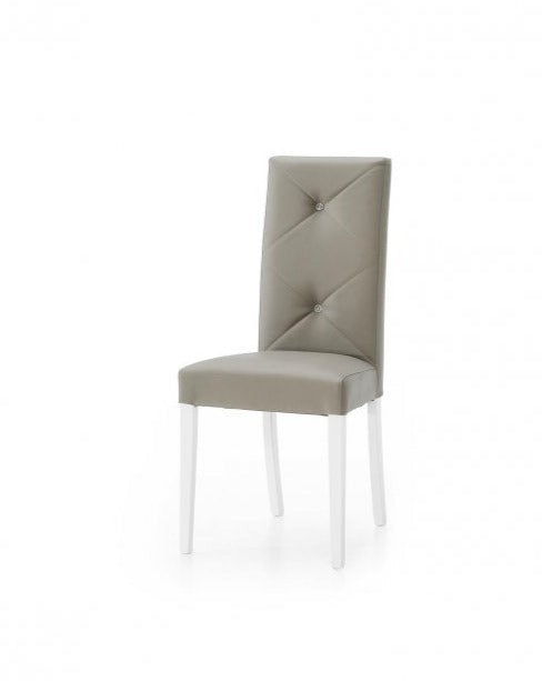 Sedia ecopelle tortora con bottoni