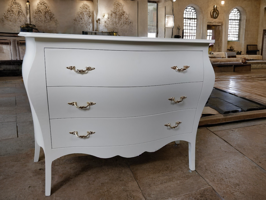 Comò bombato bianco 3 cassetti 105cm