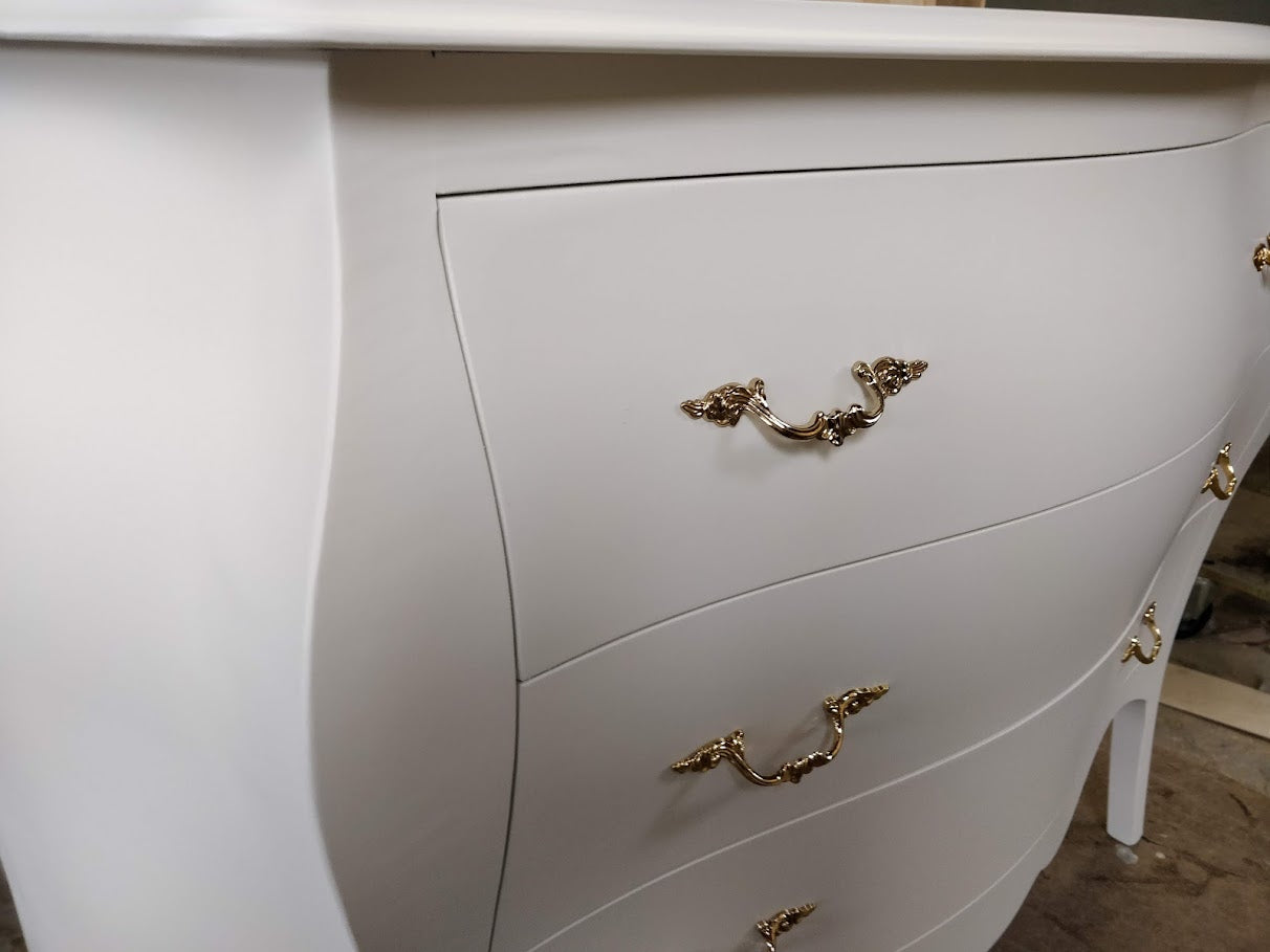 Comò bombato bianco 3 cassetti 105cm