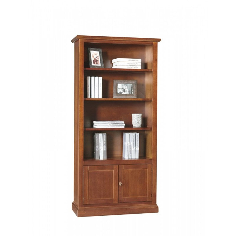 Libreria con due cassetti e tre vani 48x40x170h cm in legno bianco/naturale  - Bidoo