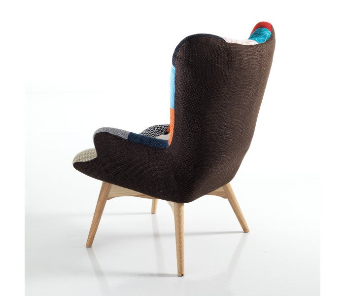 Poltroncina tessuto patchwork con sgabello – Punto Mobili