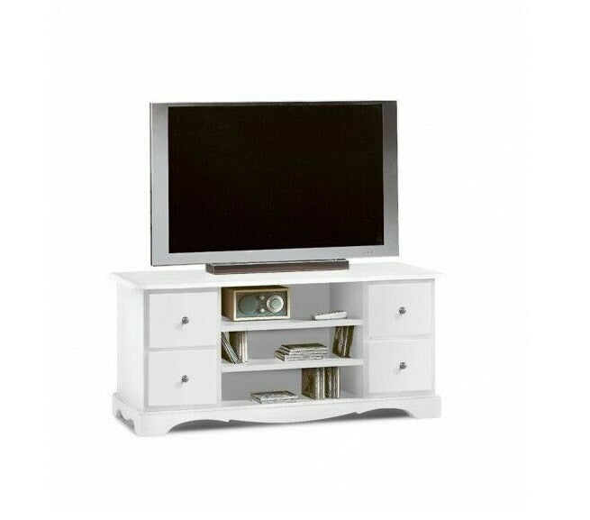 Porta Tv con cassetti 117cm. laccato bianco