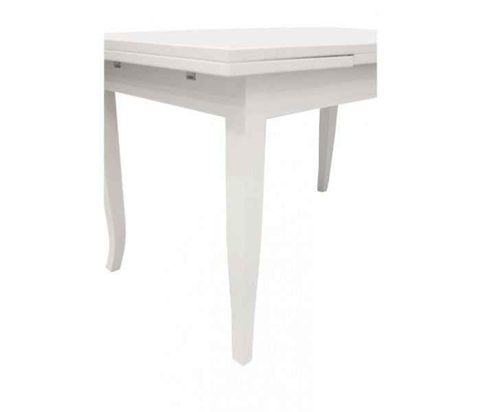 Tavolo 140x80cm. con allunghe laccato bianco