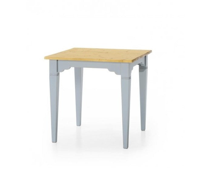 Tavolo abete laccato azzurro piano miele