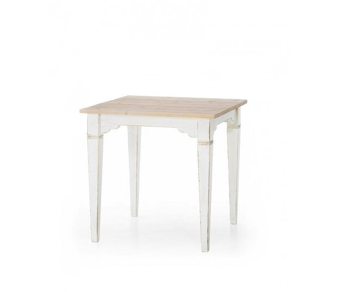 Tavolo abete laccato bianco piano naturale