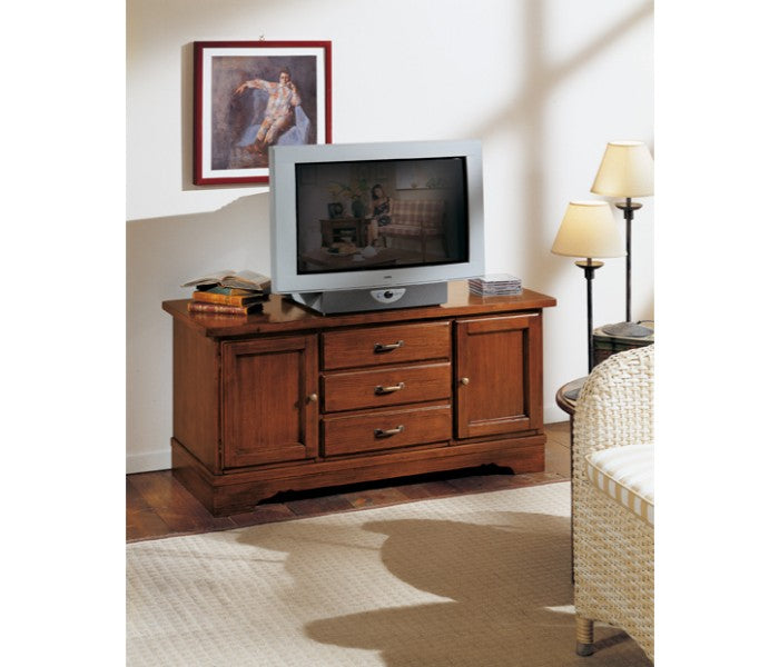 BELLEZE Credenza Buffet 152 Cm Con 3 Cassetti E 2 Ante In Vetro - Bianco E Legno, Maniglie Oro, Per Sala Da Pranzo E Soggiorno