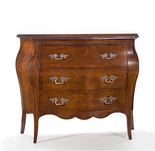 Comò bombato Noce Bassano 3 cassetti 120cm